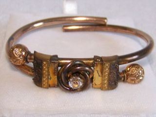 Antique [ Victorian Etruscan Revival Cuff Hinged Bracelet ] 10 Ktgf