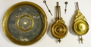 Antique Clock Parts - 2 Pendulums,  Besel,  Hands