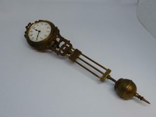 Antique Pendulum Pocket Watch Clock Enamel Dial Wind Up Floral Bow Ornate French