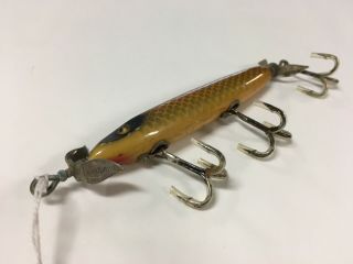 Vintage Heddon Dowagiac Wooden Torpedo Lure With Glass Eyes