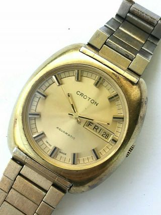 Vintage Croton Automatic Day/date Mens Watch With Double Quickset,  Eta 2789