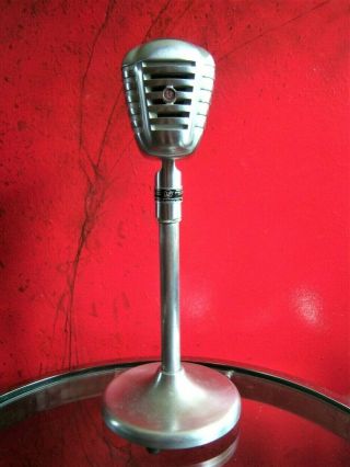 Vintage RARE 1940 ' s Turner C - 1 desk microphone stand chrome old antique Shure 4