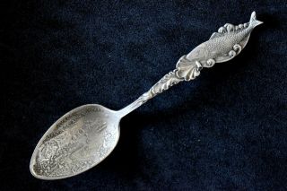 Antique Avalon Santa Catalina Island Fishing Sterling Silver Souvenir Spoon