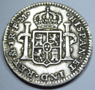 1799 XF Spanish Silver 1 Reales Piece of 8 Real Antique Colonial Era Pirate Coin 2