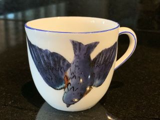 Antique Blue Bird Victoria Austria Tea/demitasse Cup Hand Painted Porcelain