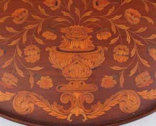 Antique circa - 1900 Marquetry Inlaid,  Solid Mahogany Oval Wood Tray,  NR 4