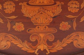 Antique circa - 1900 Marquetry Inlaid,  Solid Mahogany Oval Wood Tray,  NR 5