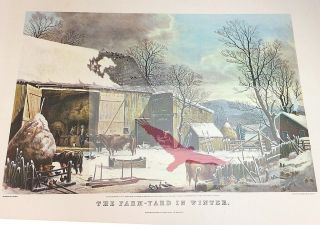 Farm In Winter Vintage Currier And Ives Lithograph Columbus Bank Note Product