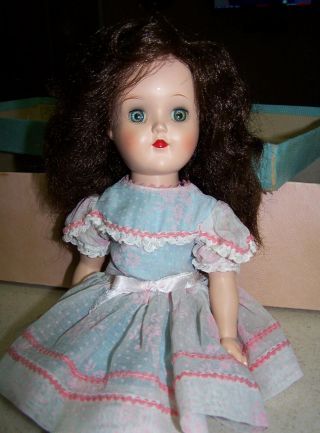 Brunette 14 " Ideal Toni With Dress,  Shoes And Box,  Very Pretty