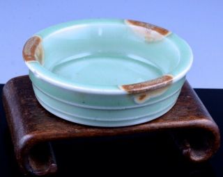 Unusual Antique Chinese Celadon Russet Splashed Scholars Brush Washer Bowl Dish