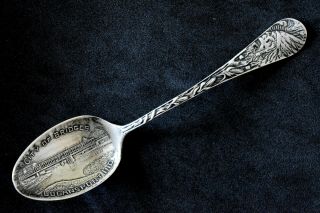 Antique Native American Indian City Of Bridges Logansport Sterling Silver Spoon