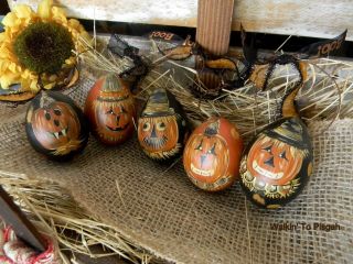 Primitive Halloween Egg Gourd Pumpkin Ornaments Jack O 