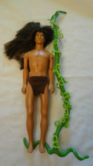 Tarzan Doll Disney Vine Swingin 1999 Mattel Barbie Ken Long Rooted Hair W/vine