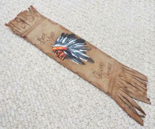 Vintage Leather Bookmark Native American Indian Chief Calgary Canada Bookmark