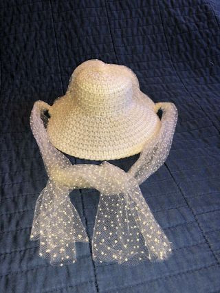 Vintage Madame Alexander Cissy White Straw Hat Tulle