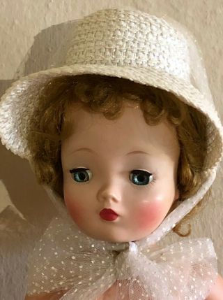 Vintage Madame Alexander Cissy white straw hat tulle 2