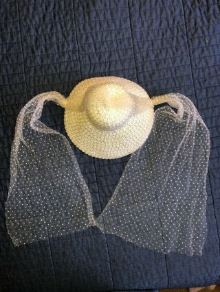 Vintage Madame Alexander Cissy white straw hat tulle 3