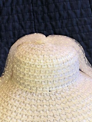 Vintage Madame Alexander Cissy white straw hat tulle 5