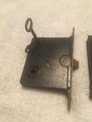 Vintage/Antique Skillman Door Hardware Knobs Lock with Skeleton Key,  Extra 2