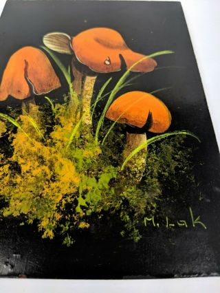 Vintage M.  Lak Mushroom Oil Painting Unframed 5x7 Decor Maria Lak 6