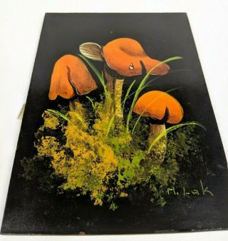 Vintage M.  Lak Mushroom Oil Painting Unframed 5x7 Decor Maria Lak 8