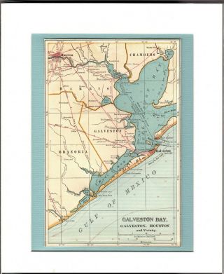 Antique Map Galveston Bay United States Texas 1902