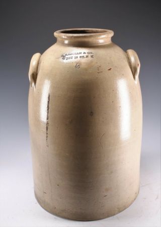 Antique L Lehman & Co Primitive Salt Glazed Stoneware Crock - W 12 St Ny