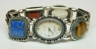 Ecclissi Sterling Silver Case & Band Ladies Gemstone Quartz Watch