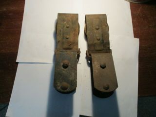 Vintage Iron Barn Door Track Rollers (matched Pair) 2