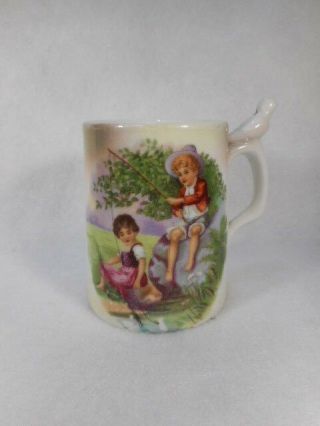 Antique German Childs Porcelain Lusterware Whistle Cup
