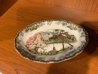 Johnson Bros Friendly Village The Well Oval Relish Plate Dish Vintage Antique Hb