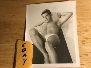 Vintage Black & White Photograph 5 X 4 Of Handsome Nude Male Model C.  Whit