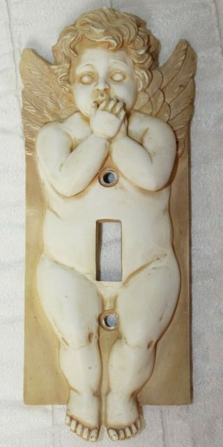 Resin Antique Look Cherub Angel Naughty Light - Switch Cover Victorian