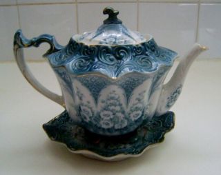 Antique Bourne & Leigh Albion Pottery Burslem 9 1/2  Sylvan " Teapot Rd 376117