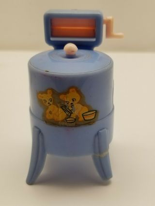 Vintage Celluloid Old Fashion Wringer Washing Machine Toy With 2 Bears Playing