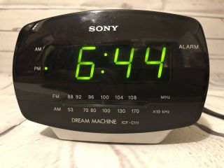 Vintage Sony ICF - C111 Clock Radio AM/FM Dream Machine white 2