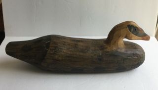 Antique Vintage Hand Carved & Painted Solid Wood Primitive Folk Art Duck Decoy 3