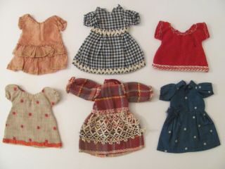 4” Antique Handmade Dresses For Small Bisque Or Porcelain Doll Handsewn
