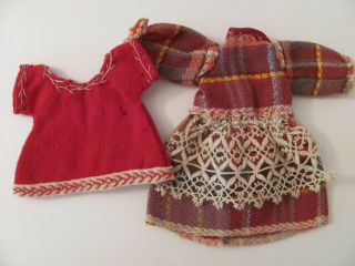 4” Antique Handmade Dresses for Small Bisque or Porcelain Doll Handsewn 8