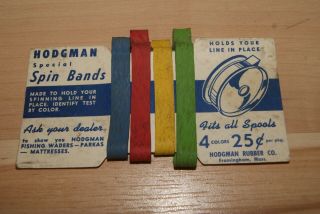 Vintage Dealer Fly Reel Display Card Hodgman Spin Rubber Bands Hold Line Place