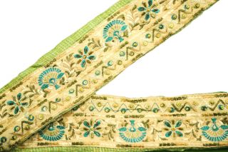 Vintage Sari Lace Border Trim Embroidered Sewing Antique Ribbon Lace 1 Yd ST1857 3