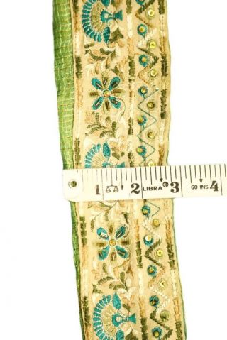 Vintage Sari Lace Border Trim Embroidered Sewing Antique Ribbon Lace 1 Yd ST1857 5