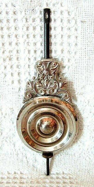 Antique Ansonia Silver/chrome Clock Pendulum For Kitchen & Parlor Clock Complete