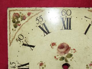 English Antique Hand Painted Grandfather Clock Dial.  Flowers & Strawberry Design 2