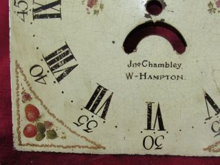 English Antique Hand Painted Grandfather Clock Dial.  Flowers & Strawberry Design 4