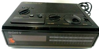 Vintage Sony Dream Machine Icf - C2w Am Fm Digital Clock Radio 1980s Rare Black