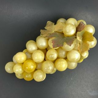 Vtg Mid Century Modern Lucite Acrylic Resin Grapes Pearly Gold 16 