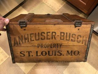 Vintage Antique 1933 Anheuser Busch Budweiser Beer Wood Crate Advertising Wooden