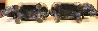 ANIQUE PAIR CHINESE BRONZE ELEPHANT CANDLE HOLDER STATUES PERFECT 10