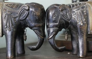 Anique Pair Chinese Bronze Elephant Candle Holder Statues Perfect